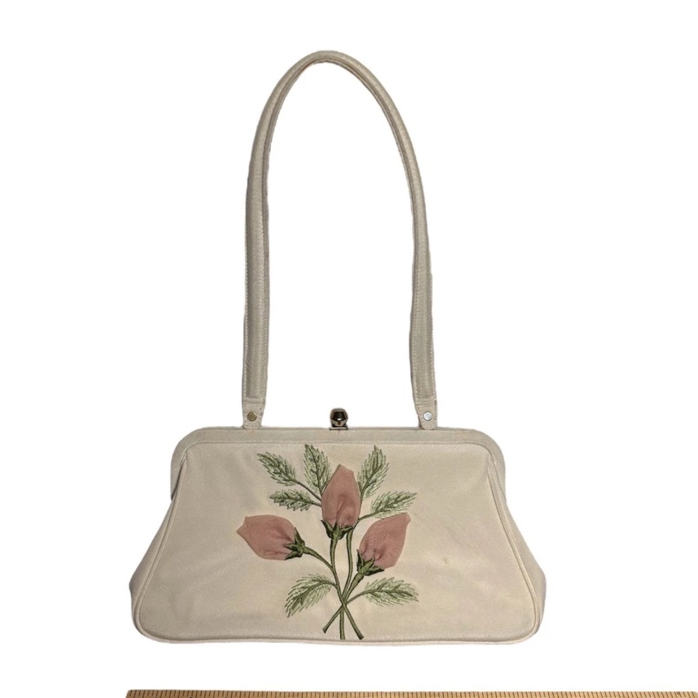 Exquisite vintage ISABELLA FIORE Designer Bag - Floral cream purse/handbag